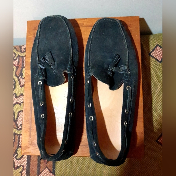 GianRos Italian handsewn suede slip-on driving moccasins, size 44, Midnight Blue - Picture 5 of 8